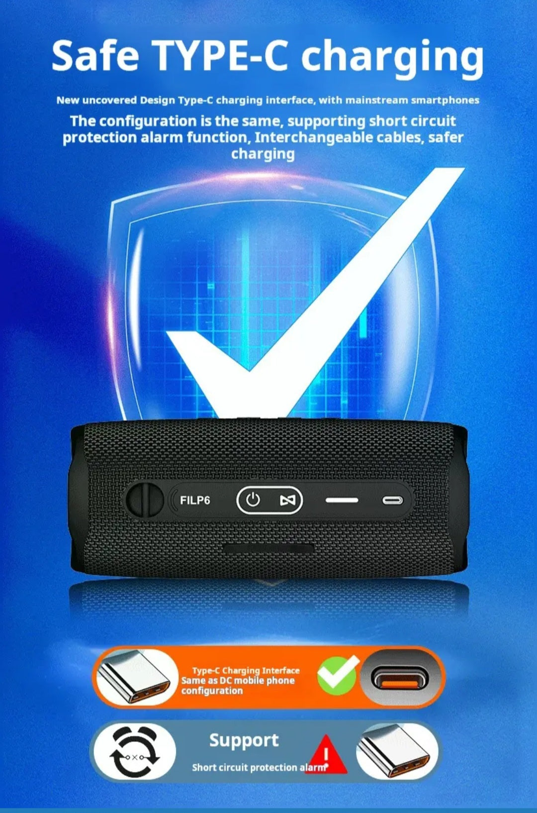 Flip six outdoor waterproof speaker can TF card slot wireless subwoofer mini portable speakers party subwoofer Bluetooth speakerwaterproof portable