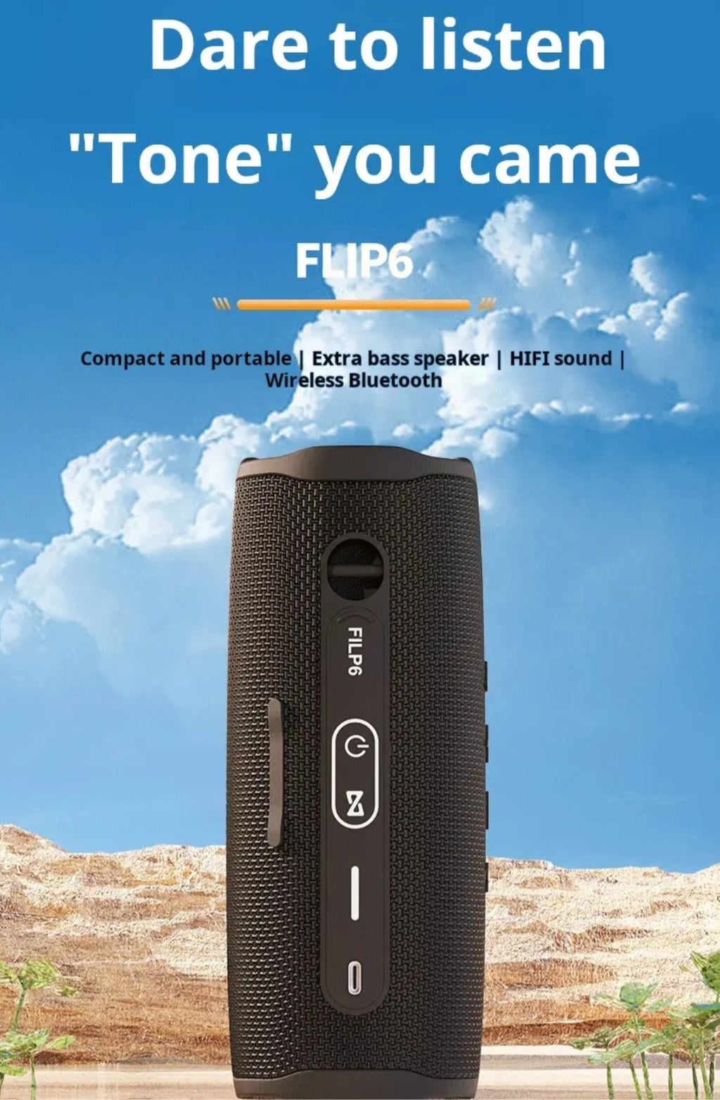 Flip six outdoor waterproof speaker can TF card slot wireless subwoofer mini portable speakers party subwoofer Bluetooth speakerwaterproof portable